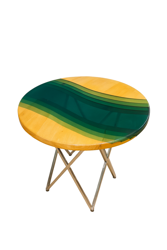 Aqua wooden Table with epoxy Finish